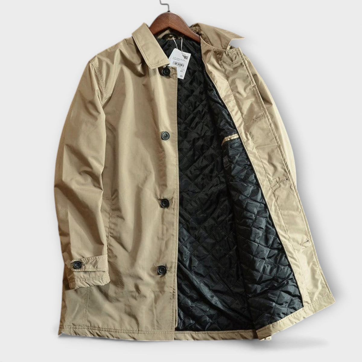 Men's Mid-Length Coat - Button-Front Outerwear