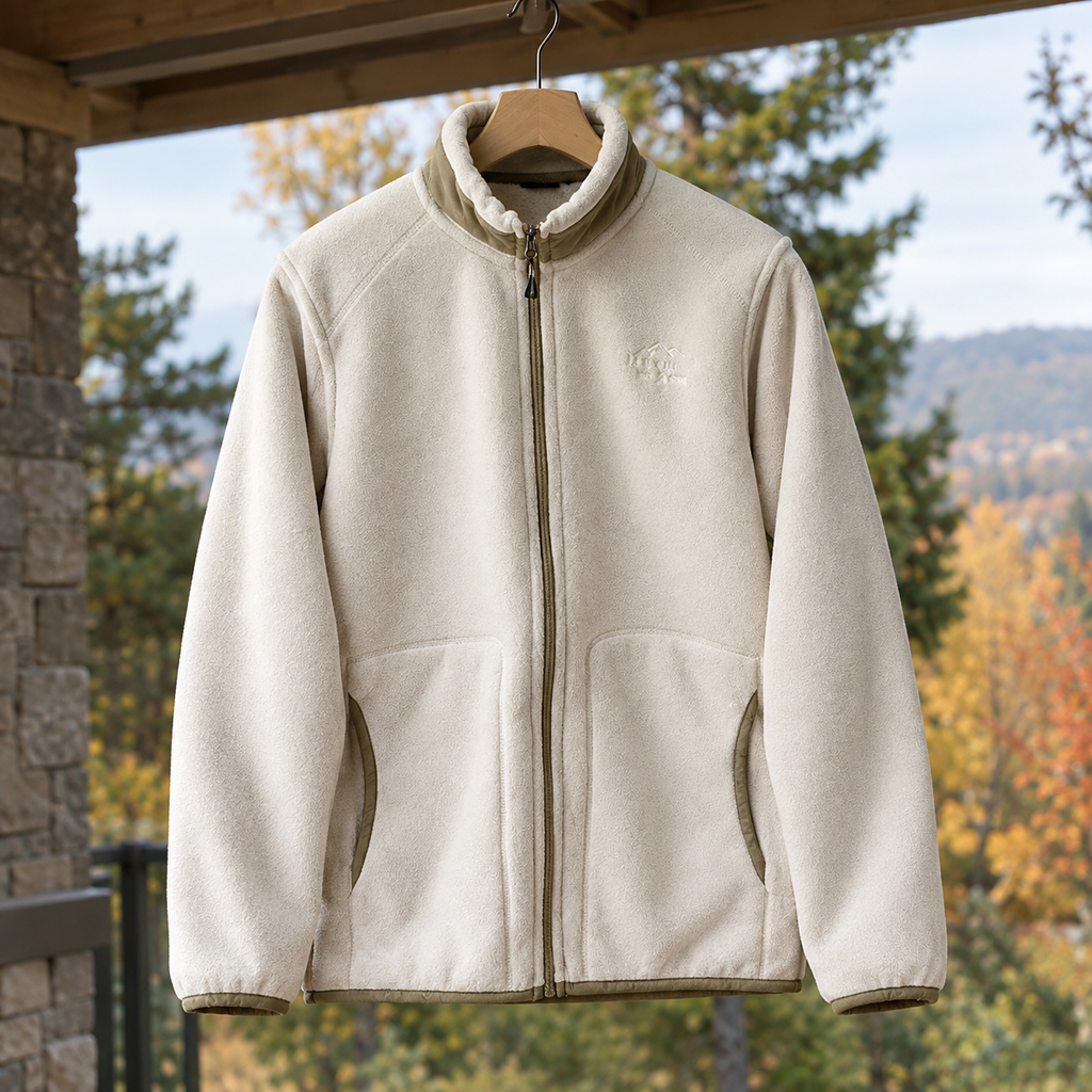 Men's Pile-Texture Jacket - Stand-Collar Zip-Up Outerwear