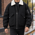 Men's Aviator Jacket - Contrast-Collar Zip-Up Outerwear