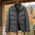 Men's Quilted Puffer Jacket - Stand-Collar Zip-Up Outerwear