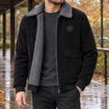 Men's Pile-Lined Jacket - Zip-Up Ribbed Outerwear