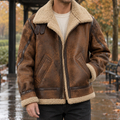 Men's Suede-Look Aviator Jacket - Zip-Up Outerwear