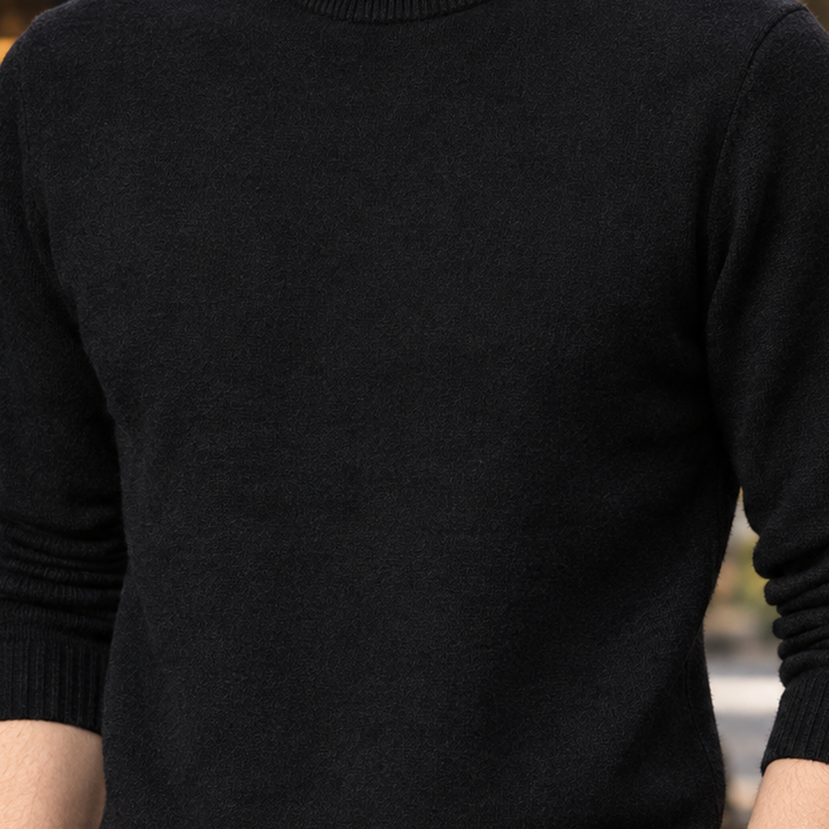 Men's Mock-Neck Sweater - Fine Knit Jumper