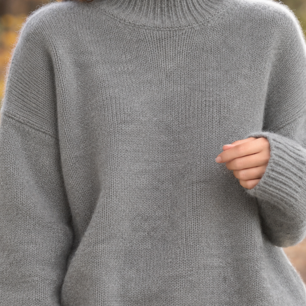 Women's Turtleneck Sweater - Ribbed Oversized Knit