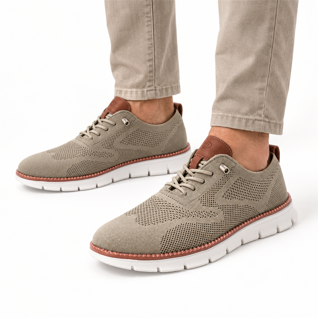 Jason beige lace-up sneakers on model