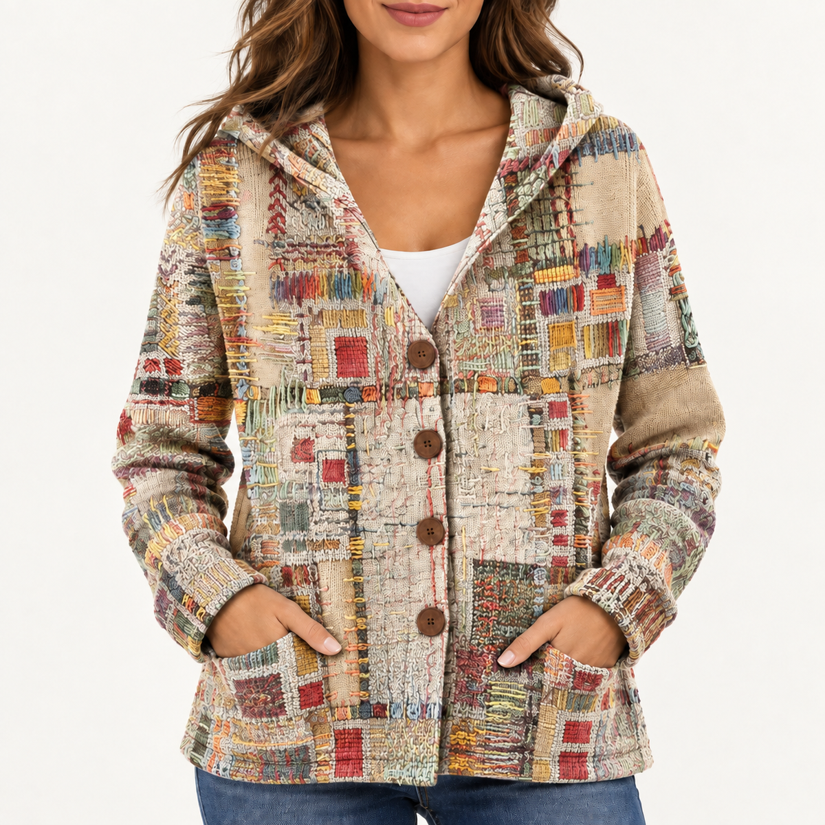 Jenna women's hooded sweater in beige