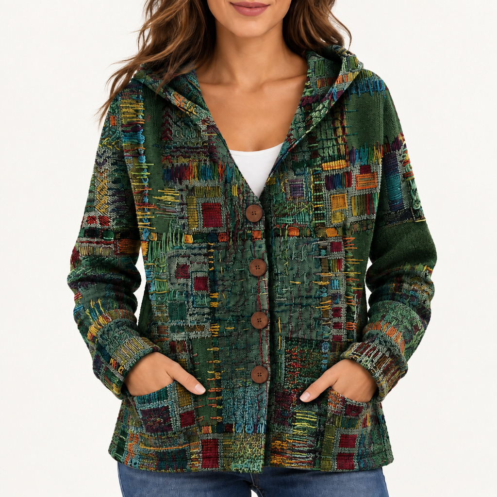 Jenna women's hooded sweater in dark green