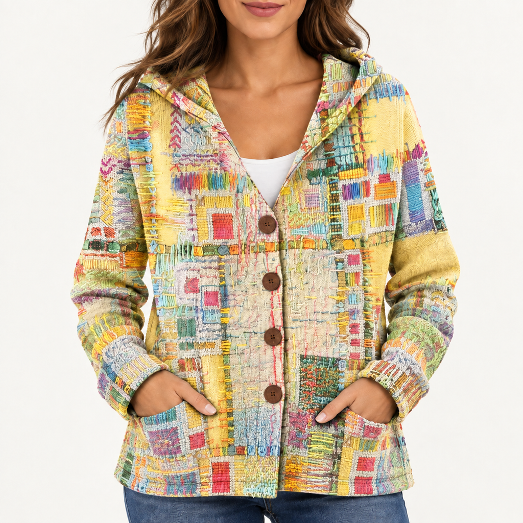 Jenna women's hooded sweater in light yellow