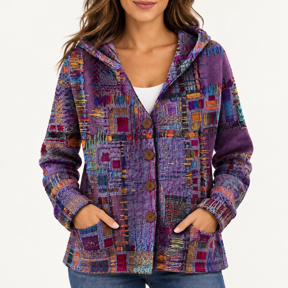 Jenna women's hooded sweater in purple