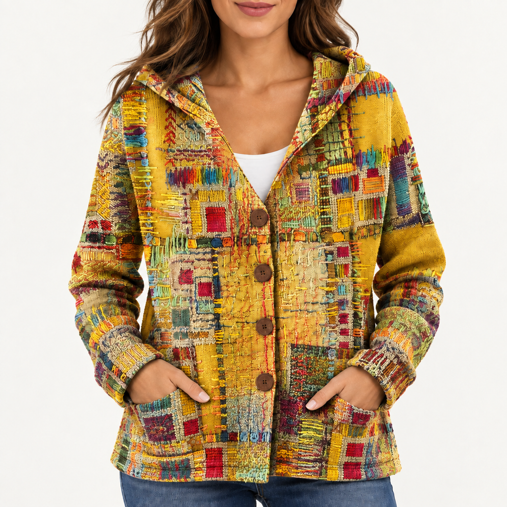 Jenna women's hooded sweater in yellow