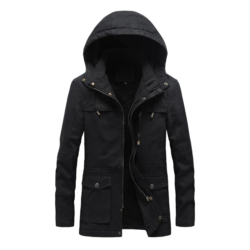 Men's Zip-Front Jacket- Button Placket and Stand Collar