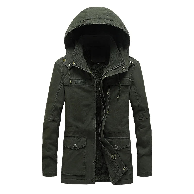 Men's Zip-Front Jacket- Button Placket and Stand Collar