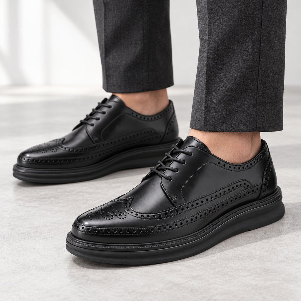 Men's Brogue Trainers - Wingtip Lace-Up Shoes shown in natural daylight