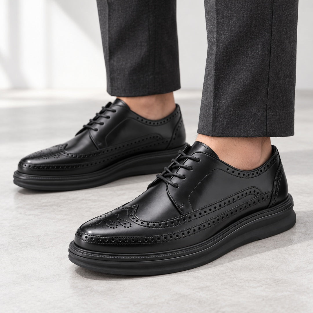 Men's Brogue Trainers - Wingtip Lace-Up Shoes shown in natural daylight