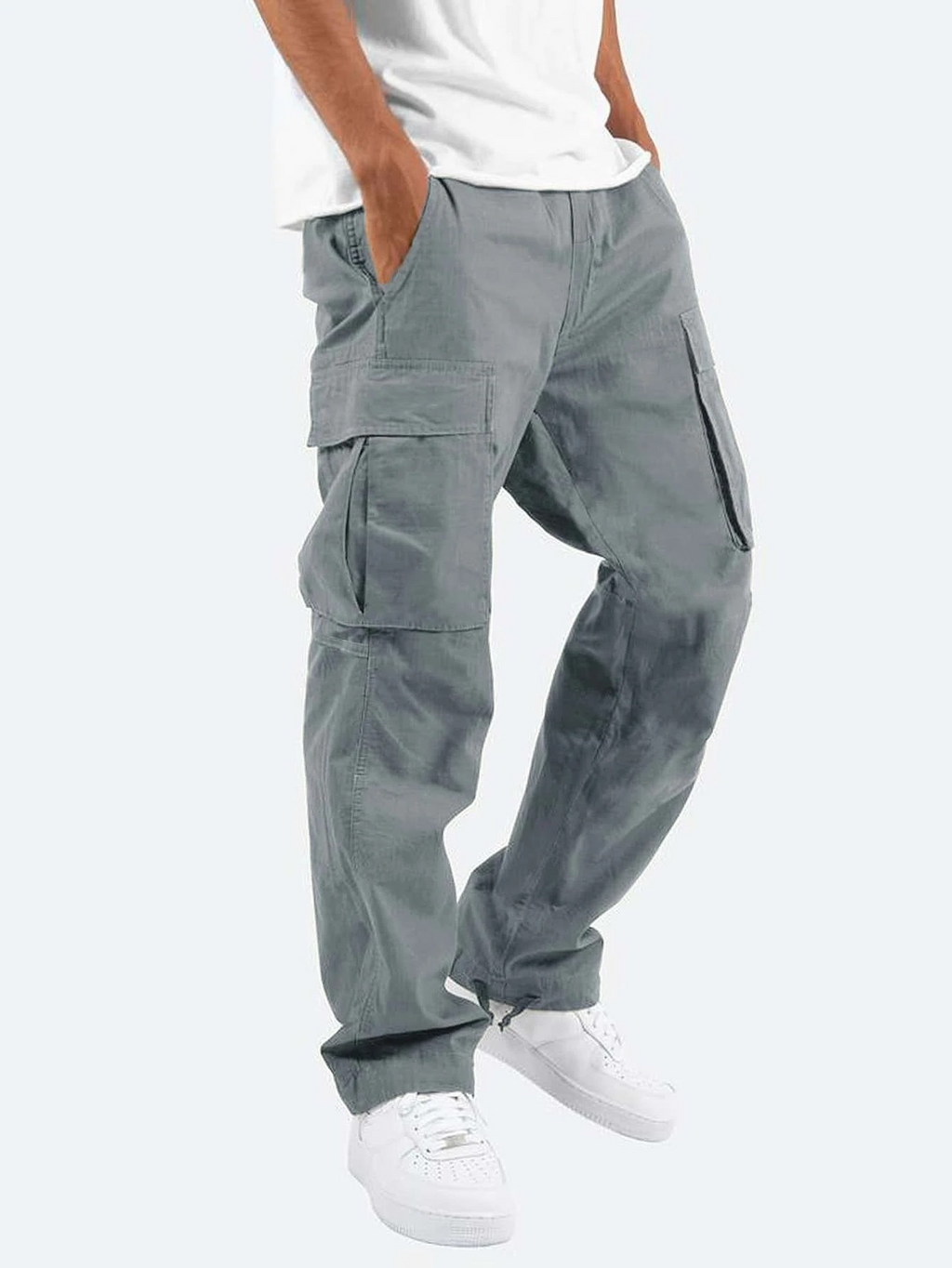 Men's Cargo Trousers- Flap Pockets and Relaxed Leg