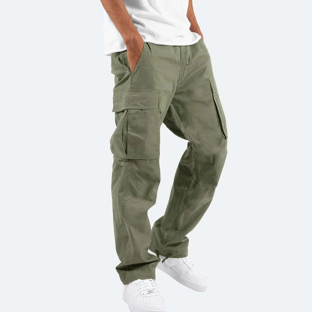Men's Cargo Trousers- Flap Pockets and Relaxed Leg