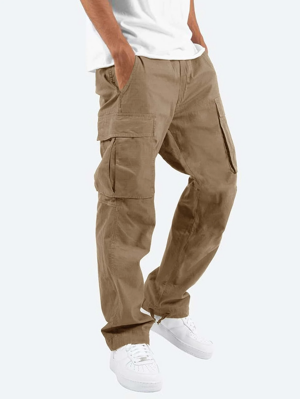 Men's Cargo Trousers- Flap Pockets and Relaxed Leg