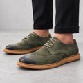 Men's Derby Shoes - Suede-Look Wingtip Lace-Ups shown in natural daylight