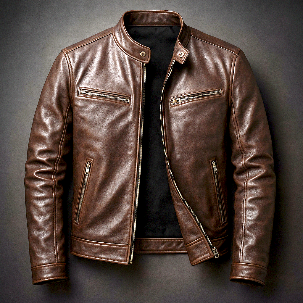 Men’s vintage leather jacket in brown
