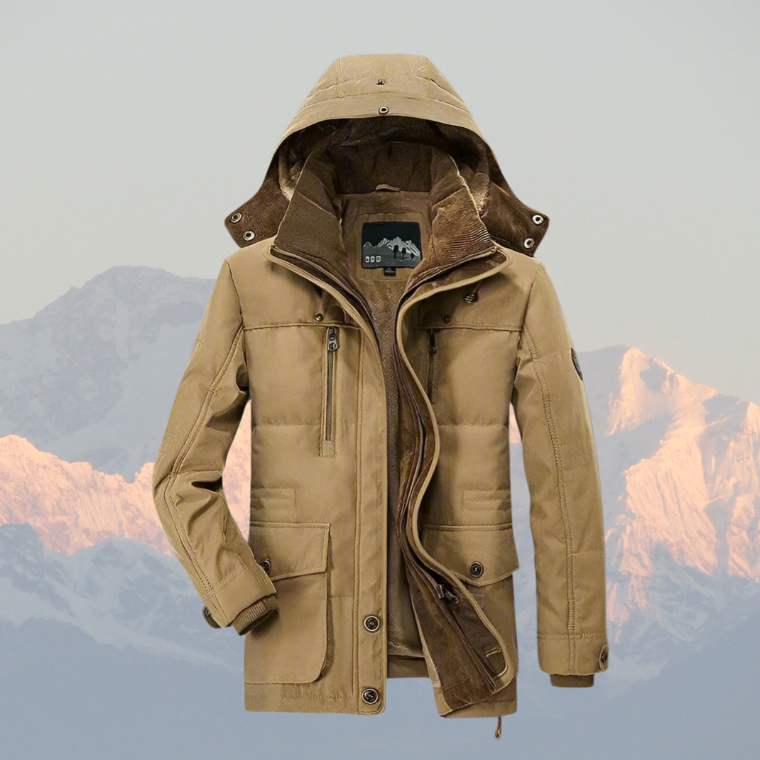 Men’s winter parka with zip and button placket