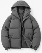 Men's Quilted Puffer Jacket - Hooded Winter Coat