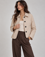 Women's Quilted Jacket - Button-Front Mid-Season Coat
