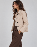 Women's Quilted Jacket - Button-Front Mid-Season Coat