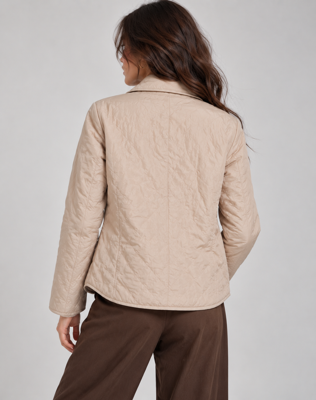 Women's Quilted Jacket - Button-Front Mid-Season Coat
