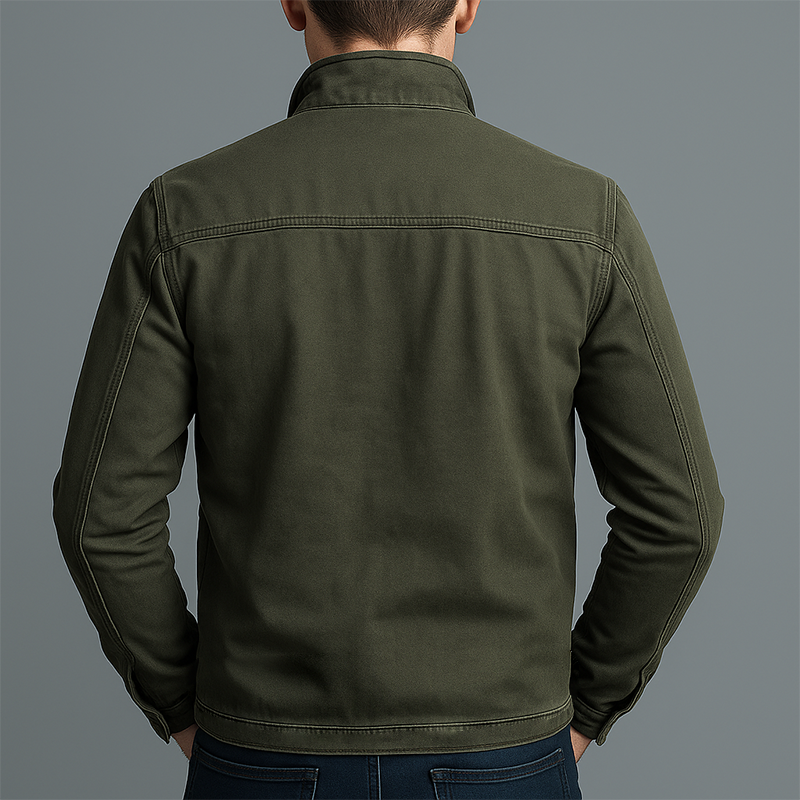 Men's Zip-Up Jacket - Stand-Collar Utility Outerwear