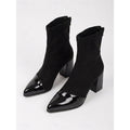 Women's Cap-Toe Ankle Boots - Block Heel Sock Boots