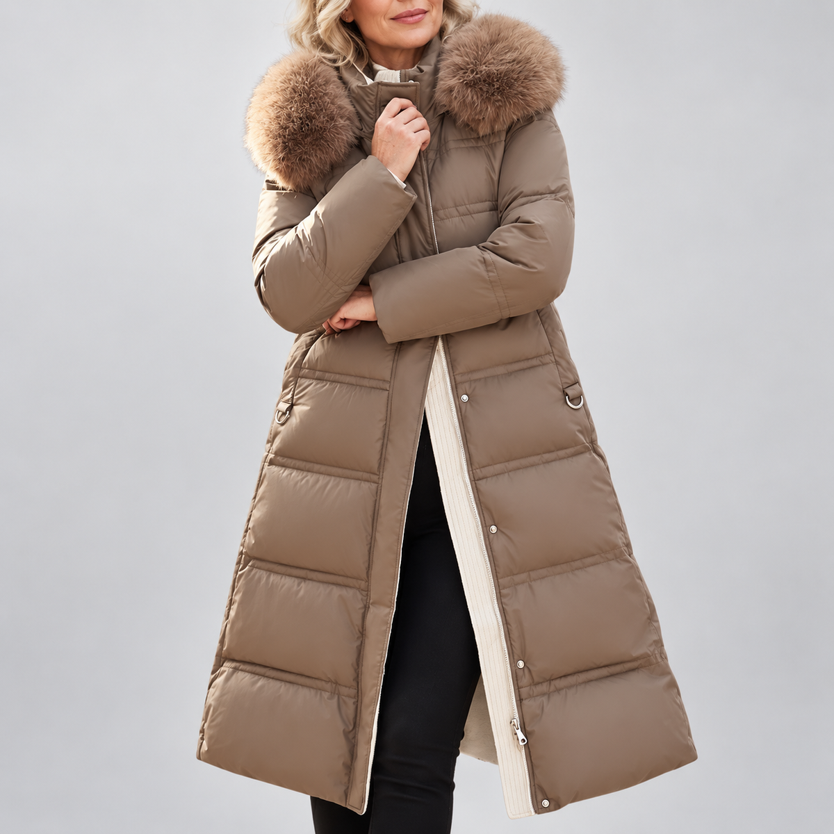 Women's Hooded Parka - Faux-Fur Trim Winter Coat
