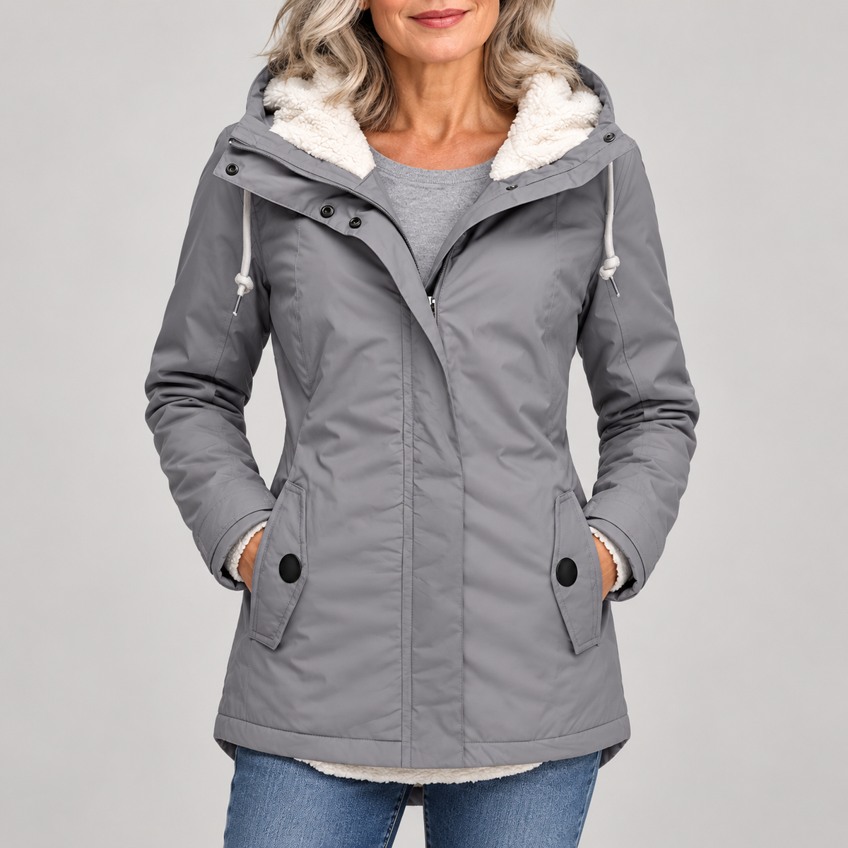 Women's Hooded Rain Jacket - Fleece-Lined Outerwear