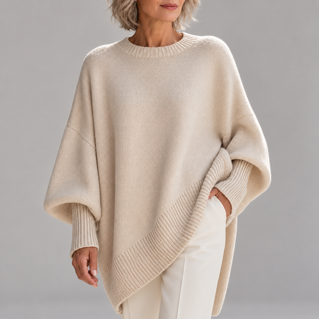 Women's Oversized Jumper - Wide-Neck Knit Top