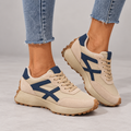 Women's Retro Trainers - Colour-Panel Lace-Up Shoes