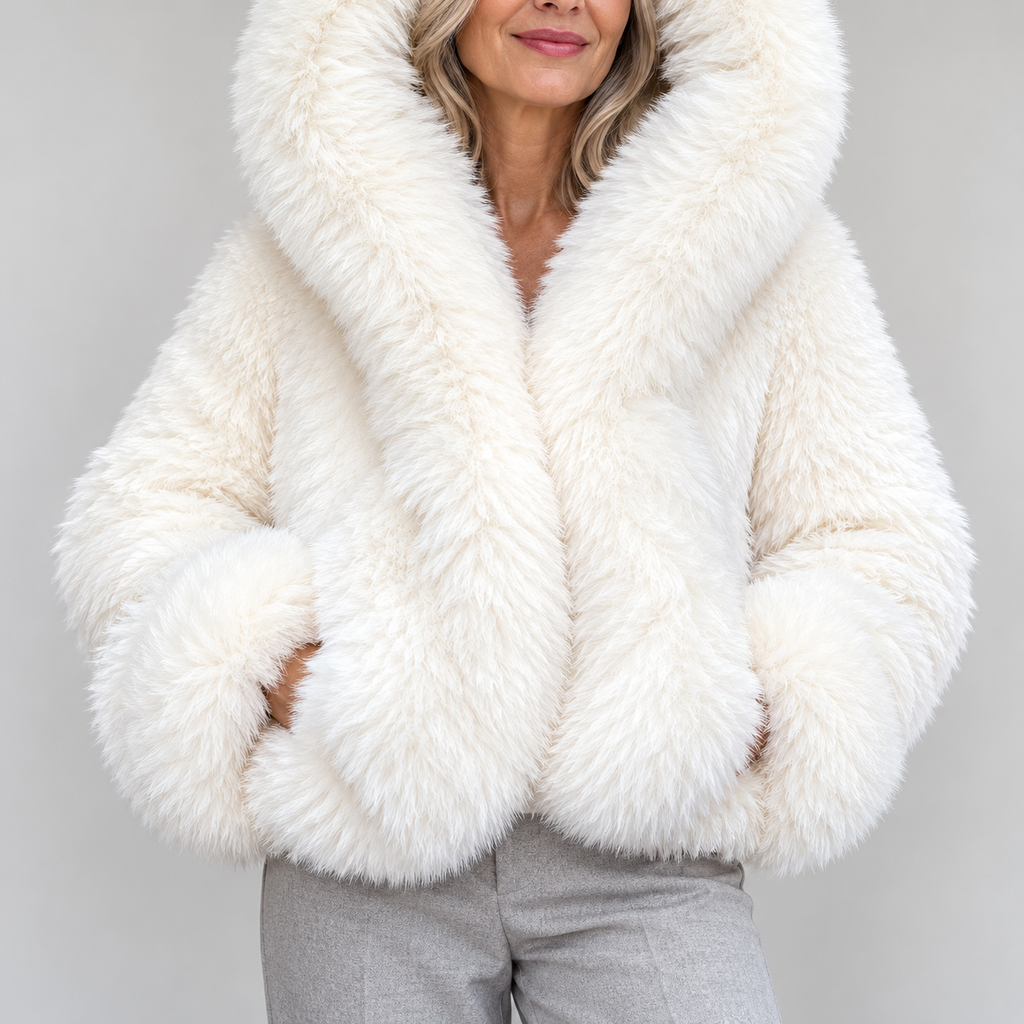 Women's oversized pile-textured hooded jacket